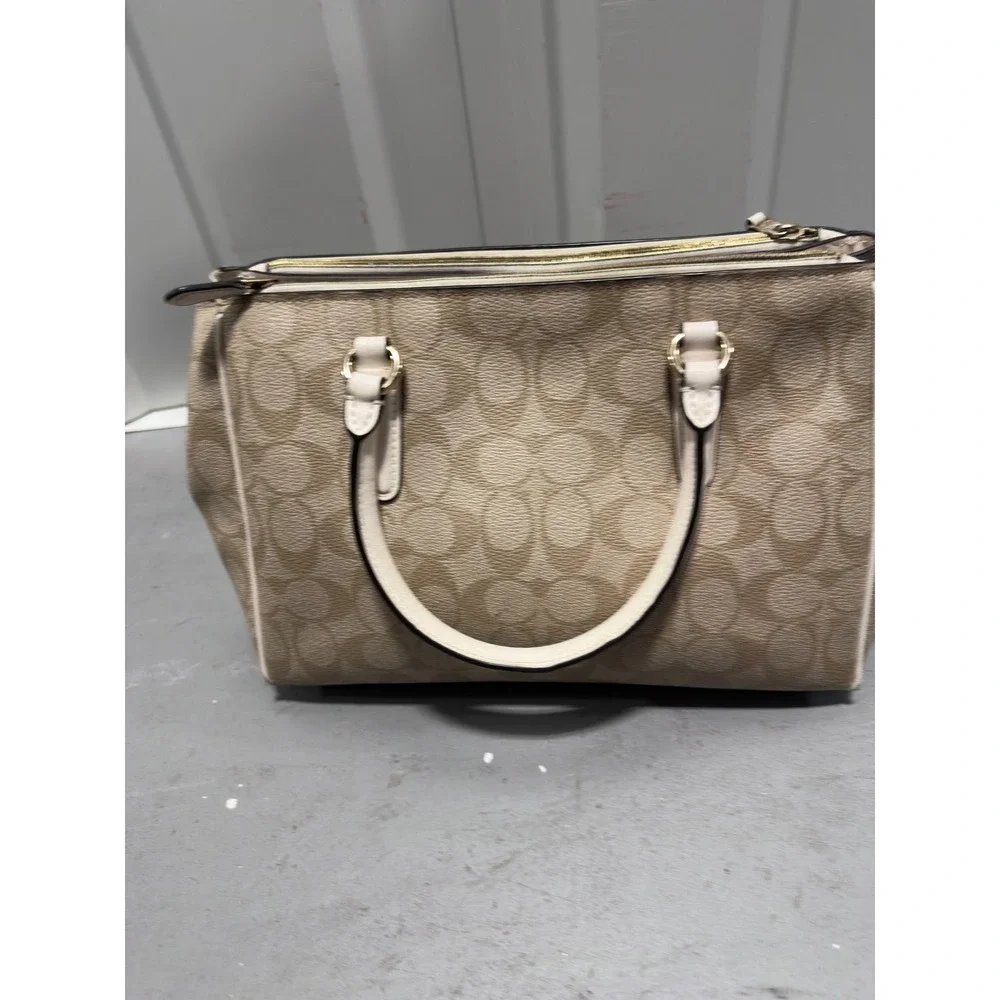 Coach Sierra Satchel Signature Coated Canvas Chalk White Handbag F58287